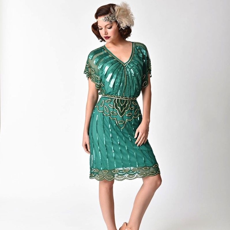 emerald green flapper dress