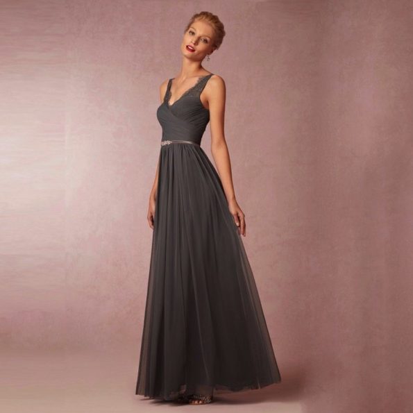 1930s Style Grey Tulle Gown | Fleur | Vintage Style Dress