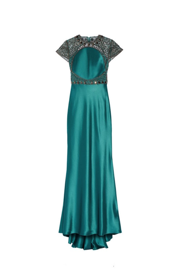 Turquoise 1930s Satin Gown | Catherine Deane | Deco Shop