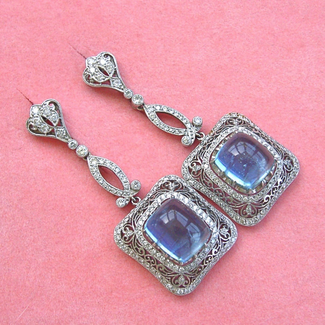 Platinum Antique Art Deco Aquamarine Earrings Deco Shop