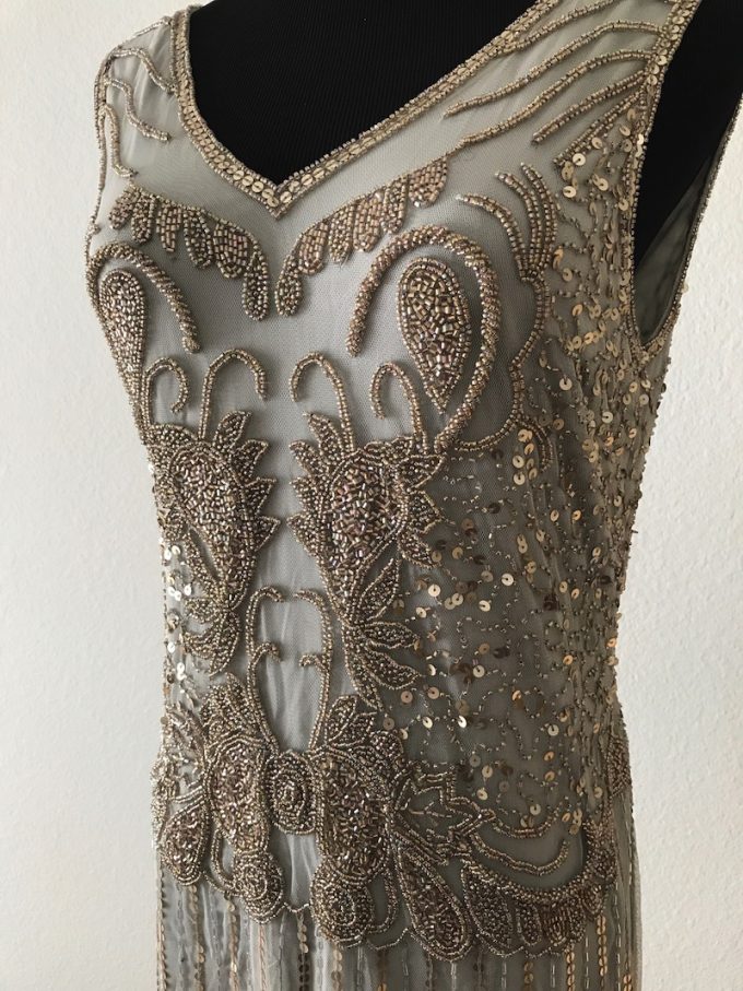 Grey Beaded Flapper Dress | Deco Shop