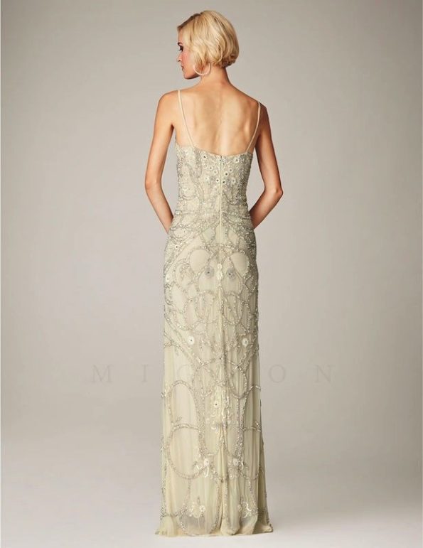 Beaded Art Nouveau Gown in Ivory