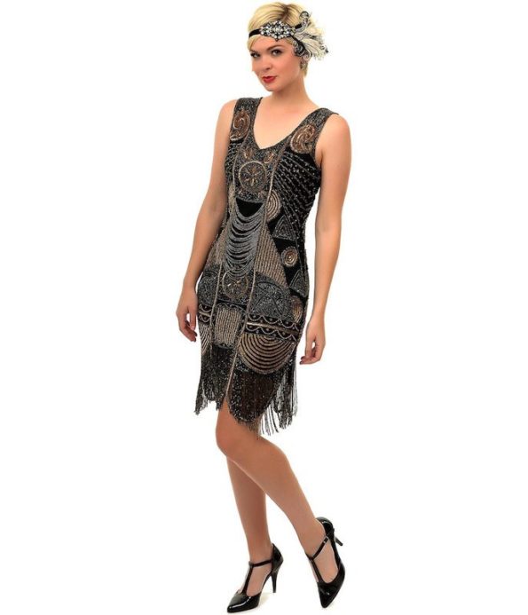 Black + Gold Gatsby Flapper Dress