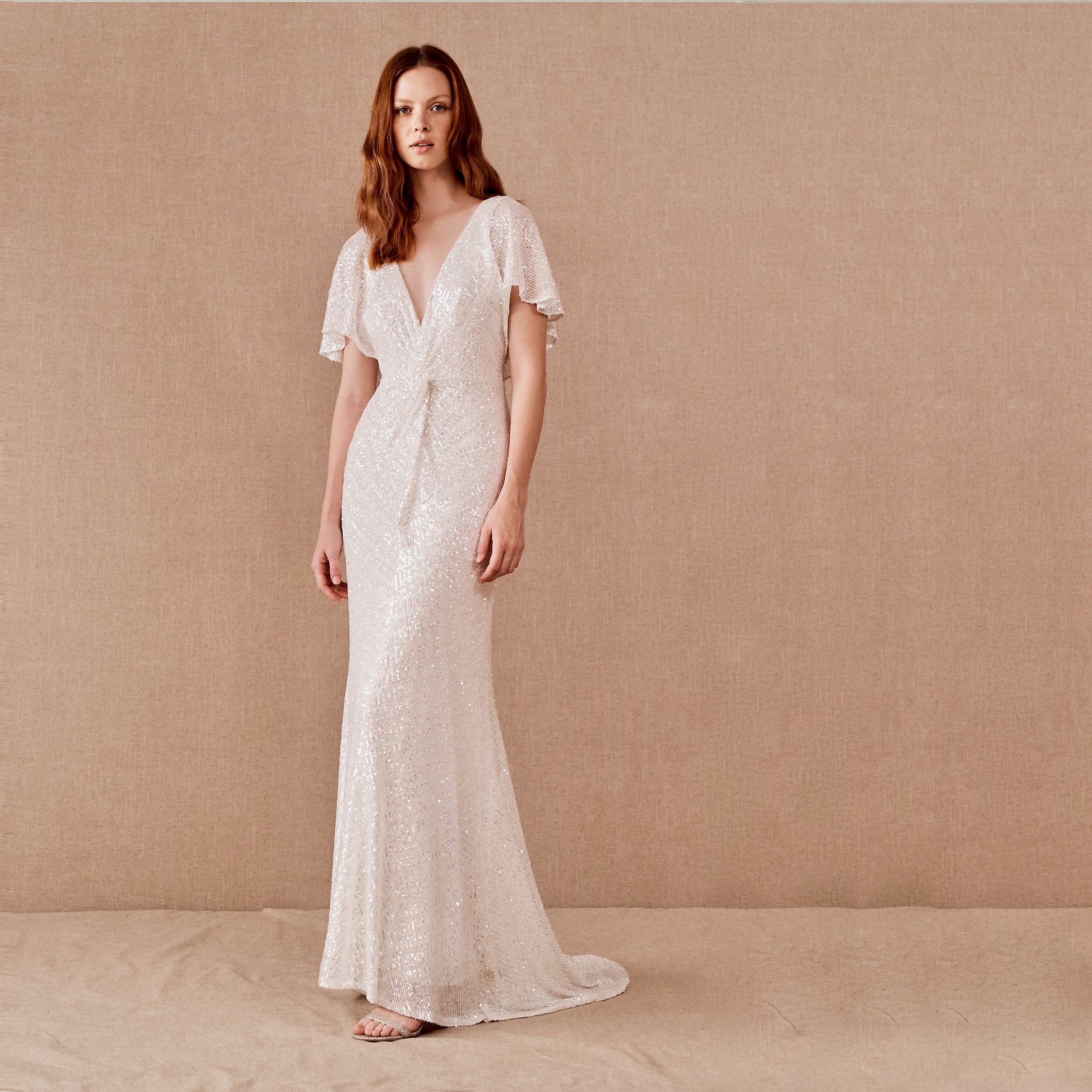 Flutter Sleeve Sequin Wedding Gown | | Jenny Yoo | Deco Shop