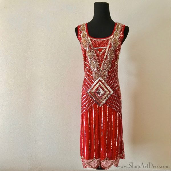 Red Art Deco Cocktail Dress | Deco Shop