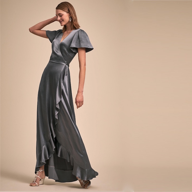 grey satin gown